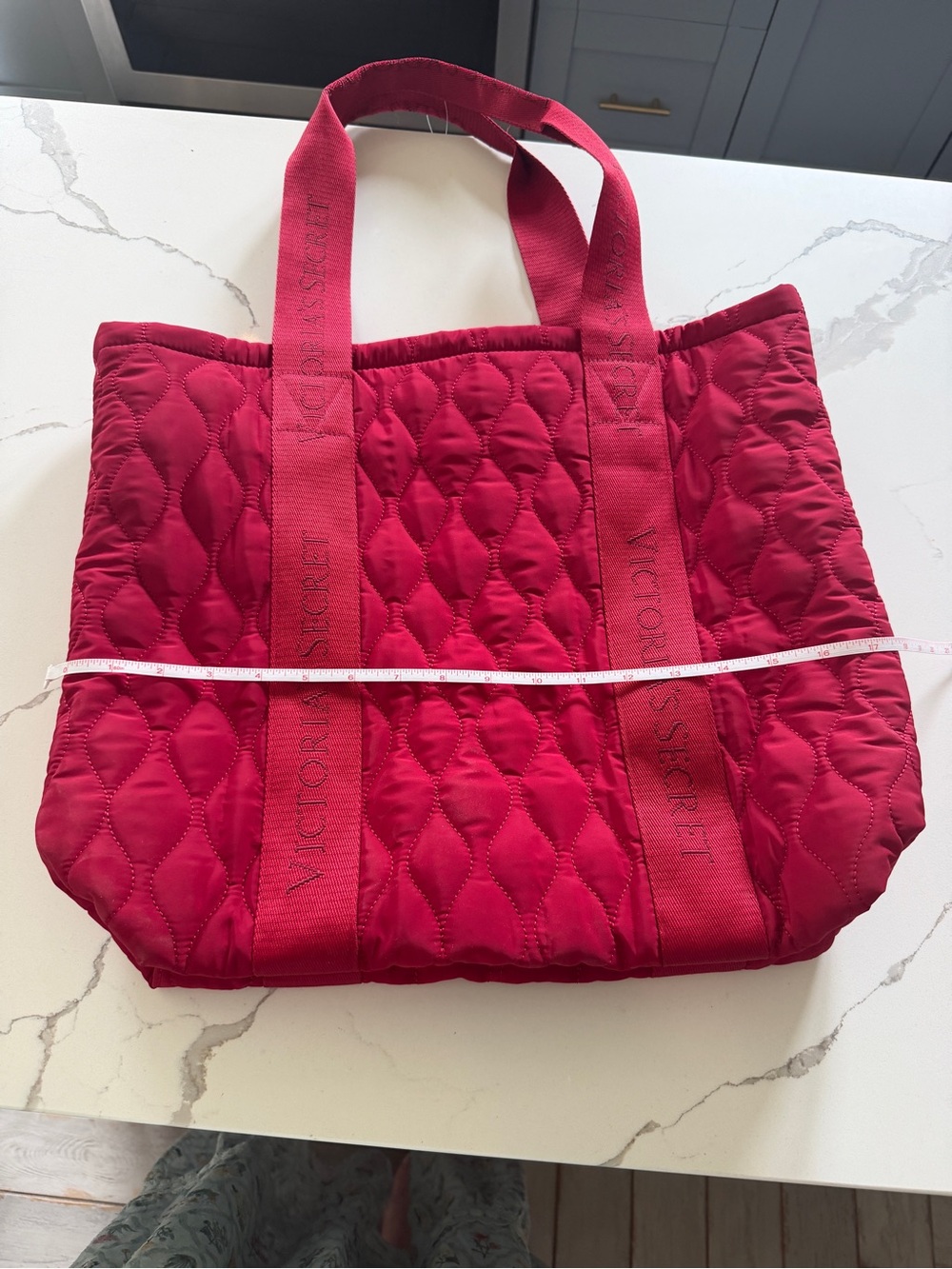 Victoria secret red quilted tote bag nwt